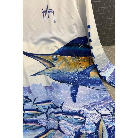 Guy Harvey Men’s XXL Long Sleeve Big Blue Tuna Performance Shirt - Picture 3 of 8
